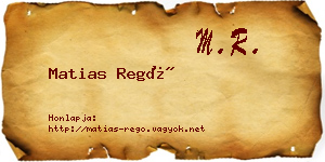 Matias Regő névjegykártya